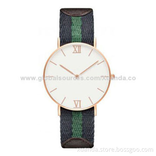 316L stainless steel case, rose gold plating, cotton cloth strap watches, 2 years warranty